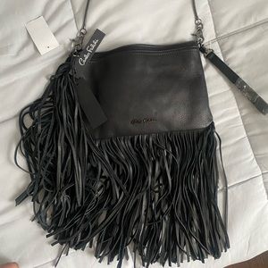 Leather fringe bag